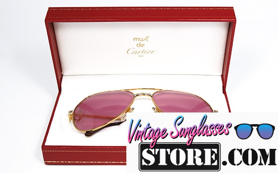 Cartier Vendome Santos 56mm Pink lenses aviator sunglasses