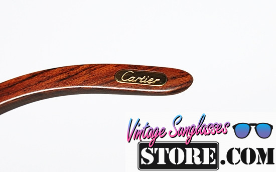 Cartier SULLY Bubinga Wood Gold oval sunglasses