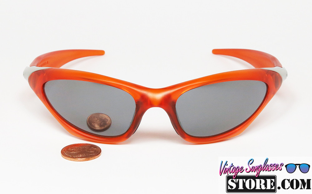 OAKLEY Scar Matte Clear Orange Silver MIRROR Wrap Oval sunglasses