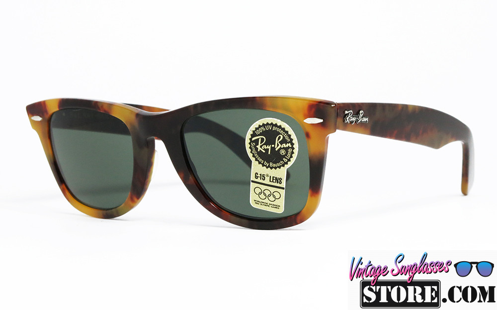 Ray Ban WAYFARER I B L 5022 Spotted Light Tortoise Silver G 15 vintage sunglasses