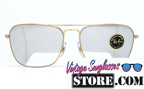 Ray Ban Caravan Gold Pilot 3/4 Mirror Bausch & Lomb 58mm
