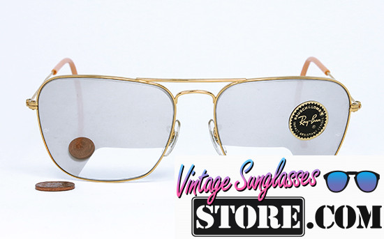 Ray Ban Caravan Gold Pilot 3/4 Mirror Bausch & Lomb 58mm